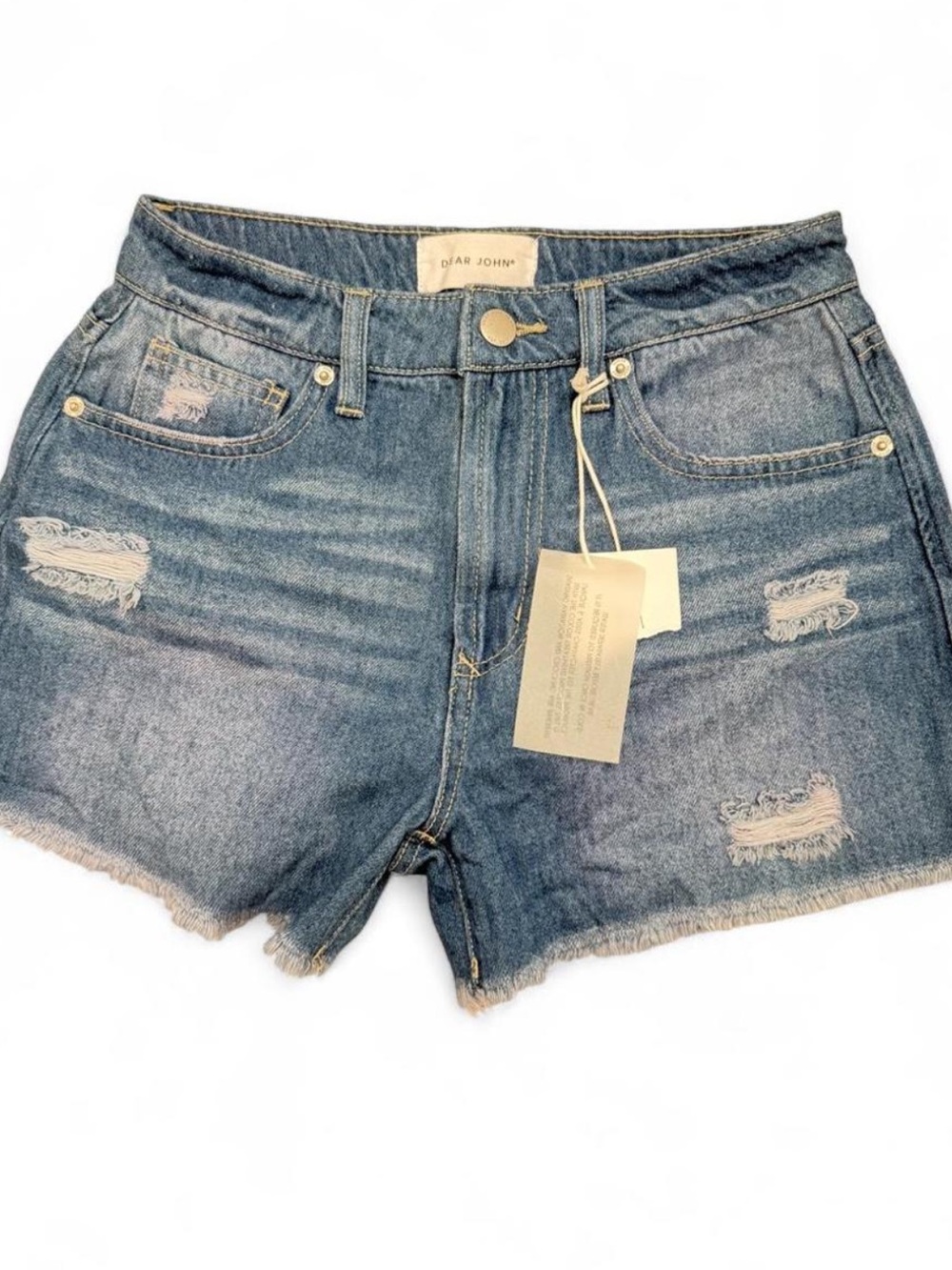 Dear John Medium Blue Distressed Denim Shorts